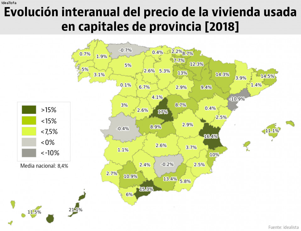 Стоимость жилья на вторичном рынке Испании выросла на 8,4% в 2018 году
