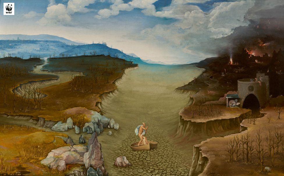 Картина фламандского художника Северного Ренессанса Иоахима Патинье “Пейзаж с Хароном, пересекающим Стикс”
