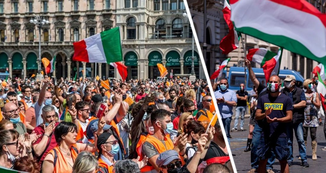 В Италии вспыхнули массовые протесты против паспорта вакцинации