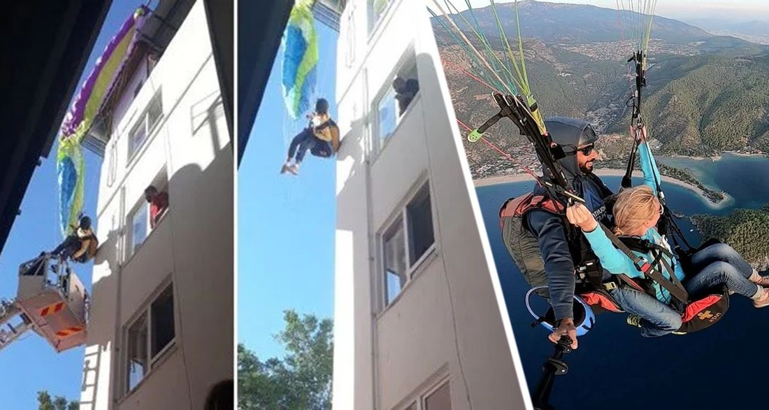 В Турции российская туристка повисла на парашюте между домами