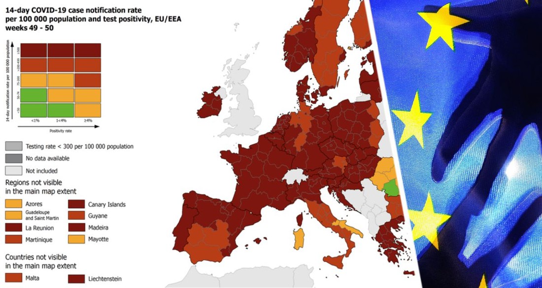 ЕС объявил о критическом ухудшении ситуации: карта Европы стала темно-красной несмотря на новые запреты
