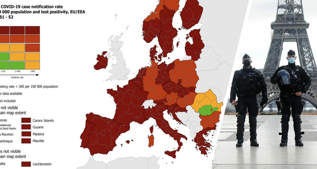 Такого еще не было: 21 страна ЕС окрасилась на новой карте в малиновый цвет, туризм закрыт полностью